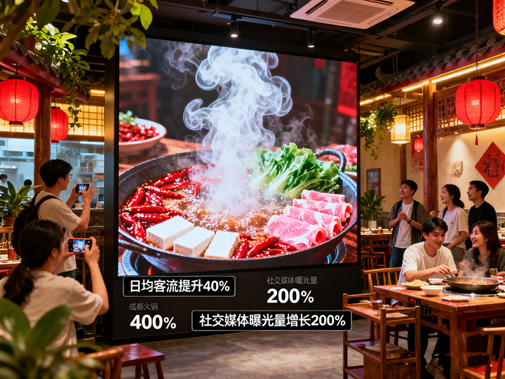 一块 LED 屏带火一家火锅店：成都餐饮行业的 “数字视觉营销” 新玩法|成都LED显示屏